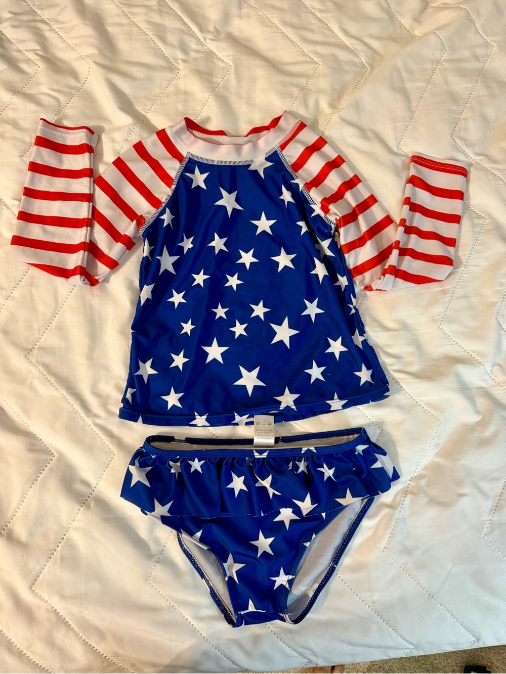 Kids Star-Print Rash Guard Set - Blue & Red